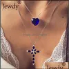 H￤nge halsband mtilayer bl￥ kristallhj￤rta korsar ocean smycken choker uttalande halsband hjewelry droppleveransh￤ngen dhwbp