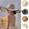 2022 Nuovo Semplice Pieghevole a tesa larga Floppy Girl Cappello di Paglia da Sole Protezione UV Viaggi Vacanza al Mare Cappello da Spiaggia Protezione Solare Selvaggia