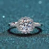 Cluster Rings Trendy S925 Sterling Silver 1 D Color Moissanite Ring Women Jewelry Platinum Plated Moon Star Engagement