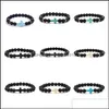Kunst- en ambachten kunst geschenken huizentuin 8 mm zwarte stenen kralen kruis charmes elastische streng armband bangle voor vrouwen mannen jood dhtam