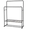 US Stock Garment Rack Freestanding Hanger Double Rods Multi-functional Bedroom Clothing Rack 718C-BK