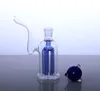 6 inches New glass mini bong bubbler smoking water pipe with 5 arms tree perc oil dab rig joint 19MM green, blue, clear