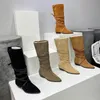 2022 Designer Cowboy Fahsion Point Boots Martin Desert Boots Bottes d'hiver Boots en cachemire 100% Real Leather 5Color M￩daille lourde Soles avec bo￮te NO398