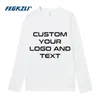 Camiseta de manga larga personalizada de algodón 100, haga su diseño con texto, hombres y mujeres, impresión original, regalos de alta calidad, camiseta 220614