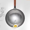 Китайский традиционный железный вок ручной работы большой вок с деревянной ручкой с антипригарным покрытием вок газовая плита сковорода кухонная посуда железный горшок 220423