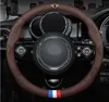 Steering Wheel Covers Car 3D Embossing Logo Breathable Cover For Mini Countryman Cooper S F54 F55 F56 F57 F60 R54 R55 R56 R60 R61Steering Co