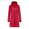 ダウンコットンコート女性新しい秋の赤いブラックピンク薄lightパーカー韓国ファッション冬のフード付きトップジャケットL220730