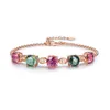 Bracelets de jóias de jóias de jóias de estilo europeu e americano Bracelete de zircão colorido de zircão de zircão de ouro rosa com arco -íris