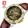 Männer Uhr Masculino Relogio Mode Honeycomb Hohl Zifferblatt SAS Shark Skeleton Mechanische Uhren Herren Luxus Marke Leder Uhr