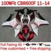 OEM Body Kit voor Honda CBR 600 F 600F C CBR600 F F4i 11-14 jaar Bodywork 139No.2 CBR600F 11 12 13 14 CBR600F4I 2011 2012 2013 2014 Spuitmotemansen Wit Rood