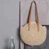 Summer Street Fashion Straw geweven tas klassieke schoudertas strand vakantiebassen grote capaciteit lederen handvat handtas lichtgewicht G220531