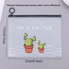 Clear Student Stationery Pen Bag Cactus File Bag Mapp Mapp Makeup Lady Beauty Storage Transparent Dokument Arkivsäskor HY0441