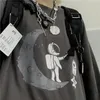 하라 주쿠 남자 긴 소매 티셔츠 가을 고딕 양식 빈티지 프린트 ulzzang 아늑한 패션 스트리트웨어 헐렁한 한국어 BF 플러스 탑 220408
