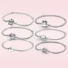 S925 Argent Bracelets Pour Femmes DIY Bijoux Fit Pandora Perles Charmes Étincelant Souris Coeur Fermoir Serpent Chaîne Bracelet Avec Boîte D'origine Lady Cadeau