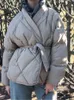 Hzirip nouveau Design femmes hiver solide ceintures manteau femme épais haute qualité bosses vêtements d'extérieur doux bureau dame veste chaude L220730