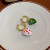2022 Dangle & Chandelier New Coloured Glaze Heart Drop Earring Azure Stone Green Crystal Love Pendant Earrings for Women French Vintage