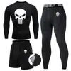 Compression MMA Rashguard Men S Jiu Jitsu T-shirt Pants muay thai short Rash Gard Skull Gym Men BJJ Boxing 3pcs Set Clothing 228099837