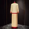 Etnik Giyim Varış Erkek Çin Tarzı Kostüm Damat Elbise Ceket Uzun Elbisesi Geleneksel Düğün Qipao MenEthnic