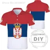 セルビア共和国ポロシャツDIY無料カスタムメイド名番号SRBIJA SRB TシャツSRPSKI Nation Flag SERBIEN COLLEGE PRINT CLOSSION 220702