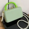Evening Bags Box Shape Purses And Handbags For Women Luxury Designer Party Clutch Pearl Chain Crossbody Bag With Acrylic Short Handle Female