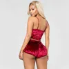 Designer Femmes Sexy Velours Pyjama Ensembles Dames Dentelle Col En V Crop Tops Shorts Costume 2 Pcs Fille Vêtements De Nuit Vêtements De Nuit Lingerie