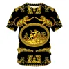 2021 Nieuwste Barok T-shirt voor Mannen / Dames Zomer Oversized T-shirt 3D Lion Head Crown Print Gedrukt Ronde hals Korte Mouw