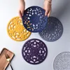 3st Set 20cm Round 3D Embroider Silicone Placemat Table Oil Resistant Heat Isolation Tablemat Coaster Kitchen redskap 220610