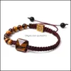 Arts And Crafts Chakra Tiger Eye Rose Quartz Amethyst Stone Beads Strand Bracelet Lovers Rope Braided Adjustable F Sports2010 Dhzxw