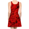 EST Red Rose Flower Fashion 3D -платье для печати, дамы летние вечеринки для девочек платье, сексуальные сексуальные пляжные платья 220617