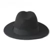 Wide Brim Hats 2 Big Size 100% Wool Men Felt Trilby Fedora Hat For Gentleman Top Cloche Panama Sombrero Cap 56-58 59-61CM Scot22