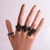 Другие мероприятия поставляют Китай аниме Genshin Impact Cosplay Acsessours Hu Tao Cos Rings Set Black Silver Alloy Ring 7 с подарочным 784902