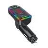 F7 Car Charger Bluetooth FM Transmitter Dual USB Quick Charging Type C PD Ports Adjustable Colorful Atmosphere Lights Handsfree Audio Receiver MP3 Player