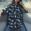 HOUZHOU Hawaiian Shirts Harajuku Vintage Women's Beach Shirt Button Up Cardigan Short Sleeve Chiffon Blouse Summer Top