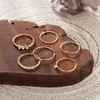 Vintage Gold Ring Sets 6 sztuk / zestaw Czeski Kryształ Kamień CZ Cyrkon Geometryczny Mix Rozmiar Knuckle Pierścionki Biżuteria dla kobiet