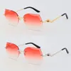 Hela Metal Rimless Leopard Series Solglasögon Designer Driving Goggle Sun Glasögon 30 Tjocklek Frameless Diamond Cut Lens UV48297055