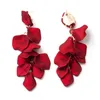 Dingle ljuskrona mode rosblomma långa tofs örhängen kvinnor eleganta röda kronblad släpper damer fest smycken gåvor tillbehör.