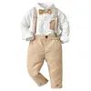 Set di abbigliamento per bebè Abito da uomo Camicia da gentiluomo con papillon + pantaloni Set da sposa per bambini Bei vestiti per ragazzi 220326