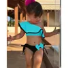 Expédier en 24 heures été bébé enfants fille maillot de bain deux pièces enfant maillots de bain volants arc sports nautiques bikini épaule plage bain 220530