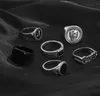 Anneaux de bande Simple Geometric Crystal Personalité mode Ring Retro Retro Ring Set Men