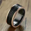 8 mm wolfraam Carbide Men Eeuwigheid Ringen Twee toon luxe zwarte CZ Stone Rose Gold -zijkant Men Super Jewelry C18122801256RR