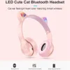 Cute Cat Ears Bluetooth Auriculares inalámbricos con micrófono Cancelación de ruido Kid Girl Estéreo Música Casco Teléfono Auriculares Regalo