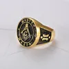 Roestvrijstalen herenringen Ag Gift Jewel Retro Zilver Antiek Goud Kompas Vrijmetselaars Mason Karakter Retro Punk Vrijmetselaars Masonic Emblemen Ring Geschenken Sieraden