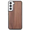 Natuurlijke houten telefoonhoesjes voor Samsung Galaxy S22 Ultra houten fineer achteromslag plus zacht TPU -frame