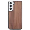 Coques de téléphone en bois naturel pour Samsung Galaxy S22 Ultra couverture arrière en placage en bois et cadre en TPU souple