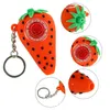 Newest Popular Mini Smoking Pipes Silicone Oil Burner Pipes Strawberry Style With Key Chain 3Inch Small Portable Hand Glass Bongs Tabocco Accessories Dab Rigs