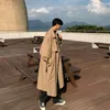 Men's Trench Coats Men's Autumn Medium And Long Windbreaker Korean Handsome Vintage Classic Over The Knee Coat British Style Y2224Men's