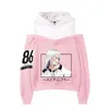 Hoodies للسيدات Sweatshirts anime 86 ثمانون ستة النساء هوديي قميص هاراجوكو الشارع الهيب هوب طويل الأكمام مثير قبالة الكتف الصوف ح