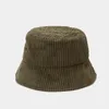 Berets Spring Autumn Corduroy Bucket Hat Solid Color Women Men Fisherman Hip Cap قابلة للطي بوب U Panama الصيد