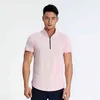 Men Short Sleeve Running Shirt Sports Outdoor Jogging Tops Gym Training Dry Fit Training Sportswear elastic Polo zipper T-shirt G220512