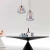 Lâmpada de suspensão de cone leve de vidro criativo Lâmpada artesanal de fumaça de cozinha âmbar de cozinha